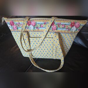 Vera Bradley LARGE Floral Yellow Tote Bag